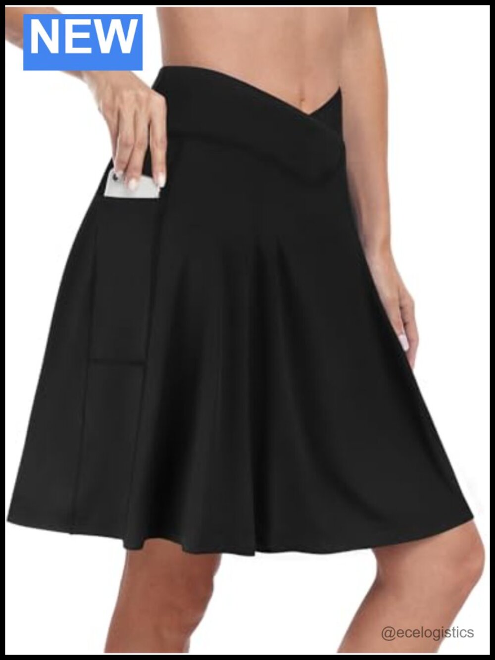 Women's Knee-Length Golf Skort with Pockets High-Waist Athletic Tennis Skirt